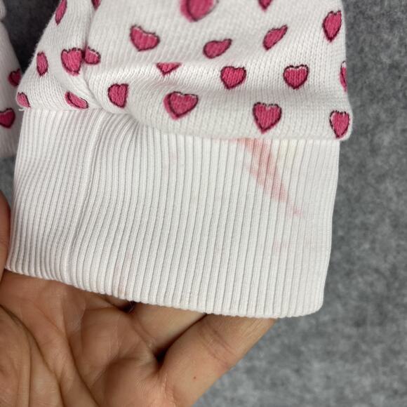 Roller Rabbit Sweatshirt Womens XS Pink Heart Print Organic Crewneck Casual FLAW - Picture 12 of 12